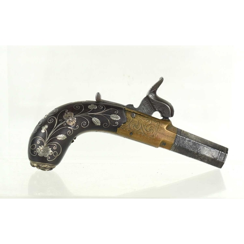 5 - A 19th century boxlock percussion pistol by Burnett, Southampton. octagonal barrel with proof marks ... 