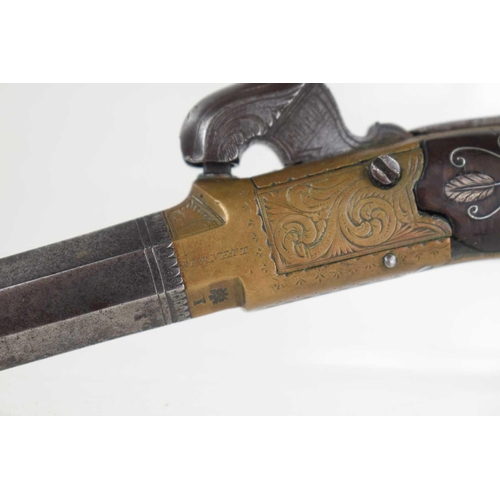 5 - A 19th century boxlock percussion pistol by Burnett, Southampton. octagonal barrel with proof marks ... 