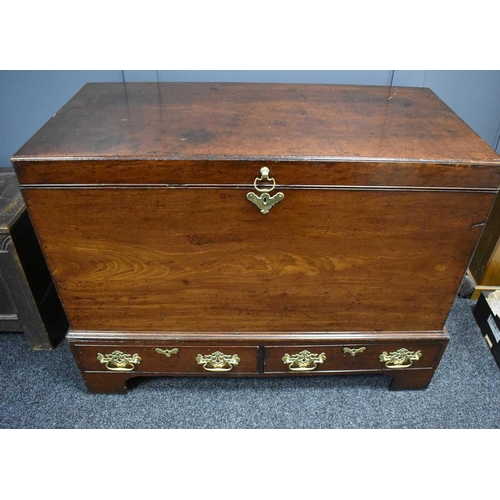 546 - A Georgain Irish mahogany silver chest of impressive proportions with large twin brass handles and t... 