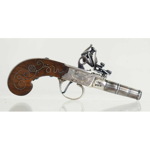 6 - An 18th century flintlock boxlock miniature pocket pistol by Nock of London, steel screw off cannon ... 