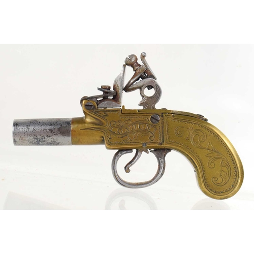 7 - A late 18th/early 19th century flintlock boxlock pocket pistol by Twigg, London, with steel screw ba... 