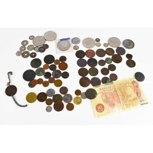 92 - A group of 19th century and later coinage, including some silver, British and foreign, including Fre... 