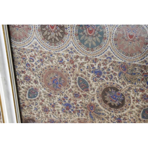 210 - A pair of finely woven 19th century North Indian part silk and cashmere panels, the cream ground wit... 