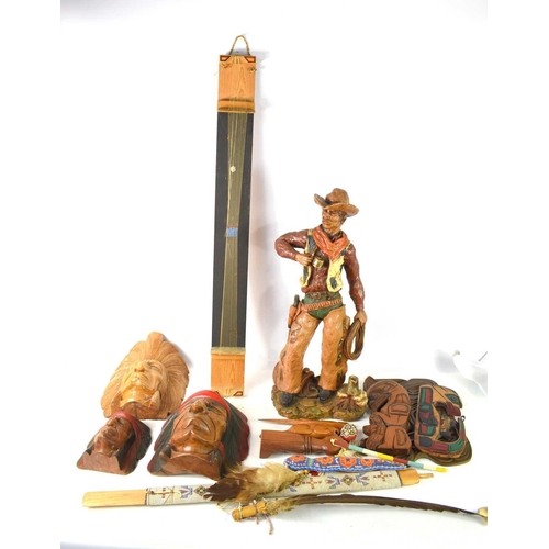 280 - A large vintage cowboy sculpture made by Universal Statuary Corp USA, together with Native American ... 