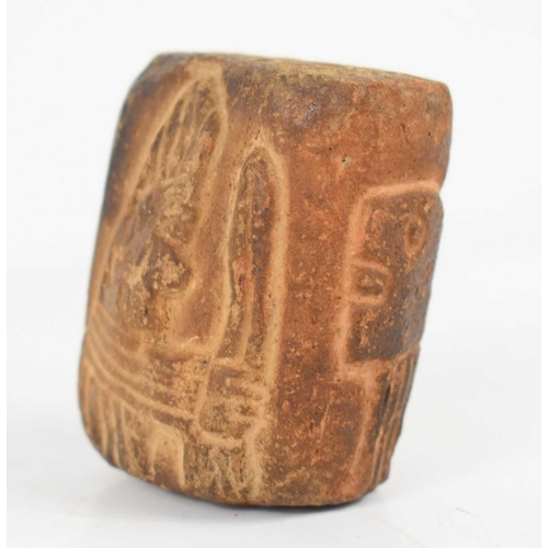 399 - A Sumerian stone cylinder seal depicting figures, 5cm.