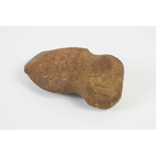 402 - A Native American grooved stone axe head, reputedly found in Scranton Pennsylvania, 15cm by 9cm.