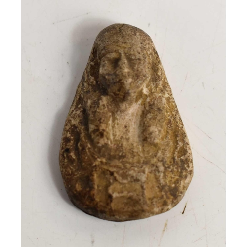 409 - A small ancient Egyptian stone carving of a pharaoh, 4cm by 2.5cm.