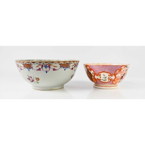 51 - A 19th century Chinese export Famille Rose punch bowl, with floral decoration, 22cm diameter, togeth... 