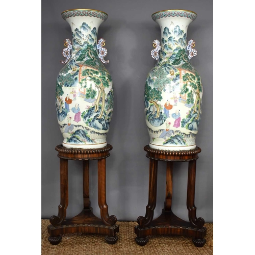 7 - A pair of impressive Chinese Qing Dynasty, likely Jiaqing-Daoguang Period vases; late 18th / early 1... 