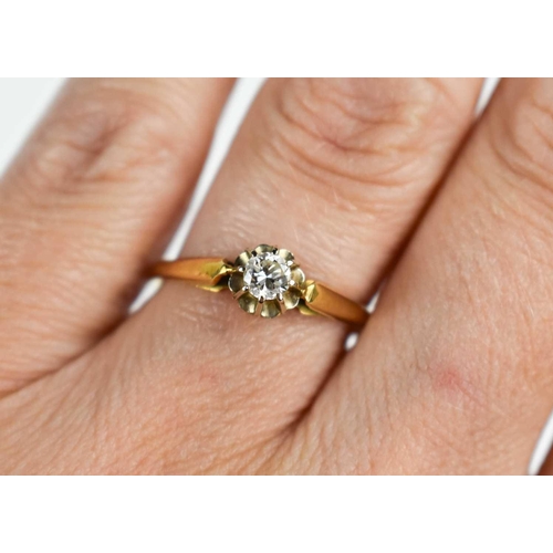 153 - A solitaire diamond dress ring, the brilliant cut stone of approximately 0.2ct, size O/P, 2.49g.