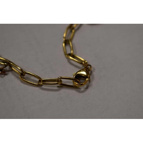 168 - An 18ct gold bracelet composed of elongated oval links, and having a heart charm, 11.46g. The piece ... 