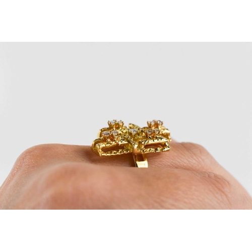 17 - An 18ct gold and diamond brutalist ring, set with nine brilliant cut diamonds, size P, 8.5g. 2.5 by ... 