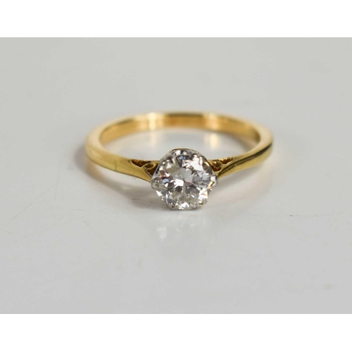 181 - A solitaire diamond ring, the brilliant cut stone of approximately 0.5ct, size L/M, 2.44g.