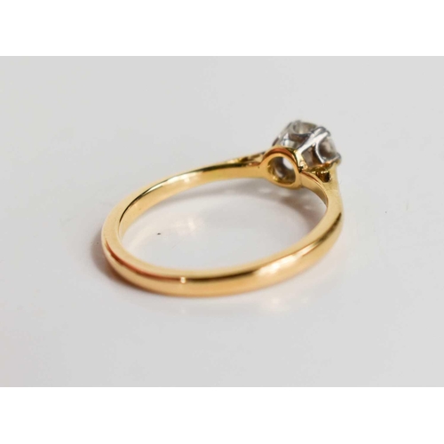 181 - A solitaire diamond ring, the brilliant cut stone of approximately 0.5ct, size L/M, 2.44g.