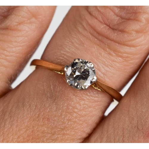 181 - A solitaire diamond ring, the brilliant cut stone of approximately 0.5ct, size L/M, 2.44g.