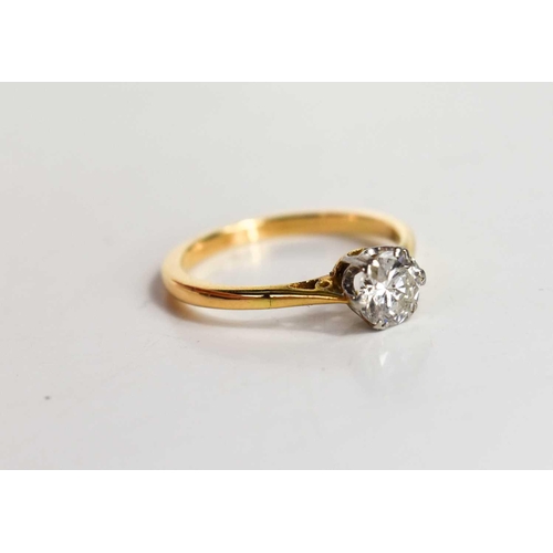 181 - A solitaire diamond ring, the brilliant cut stone of approximately 0.5ct, size L/M, 2.44g.