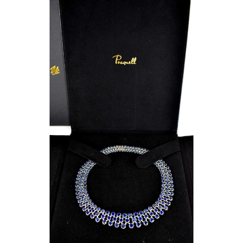 187 - A stunning 18ct white gold, sapphire, and diamond résille collar necklace by Pragnell, showcasing 89... 