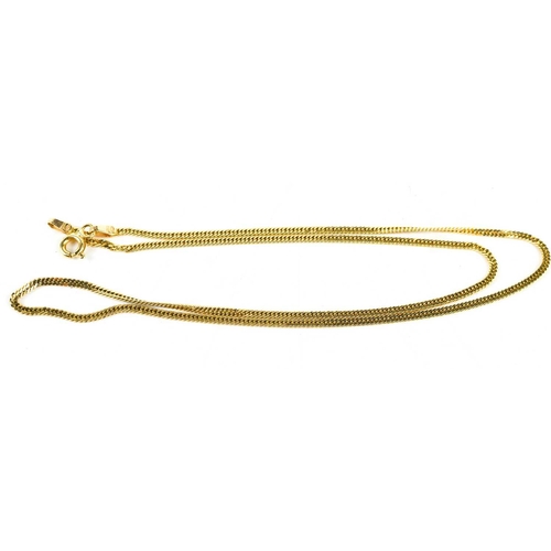 218 - A 9ct gold necklace, with hoop form clasp, 39cm long, 3g.