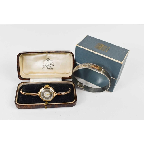 250 - A H Pidduck & Sons of Hanley 9ct gold wristwatch with 9ct gold stretch link strap, 14.95g, together ... 