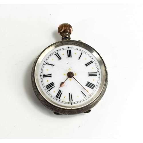 253 - A silver 19th century ladies pocket watch, with Roman numeral dial, and chased decoration engraved t... 