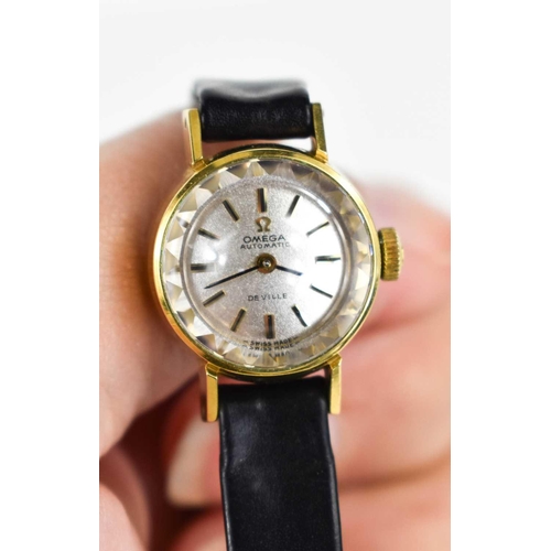 256 - A lady's vintage Omega DeVille cocktail watch, the signed textured dial with gold batons, with signe... 