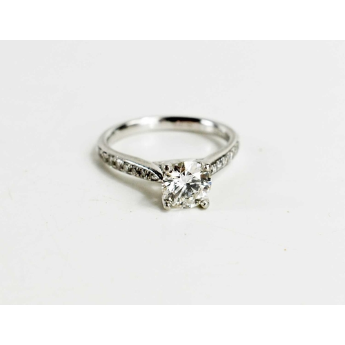 27 - A solitaire diamond and 950 platinum ring, the brilliant cut solitaire of approximately just over 1c... 