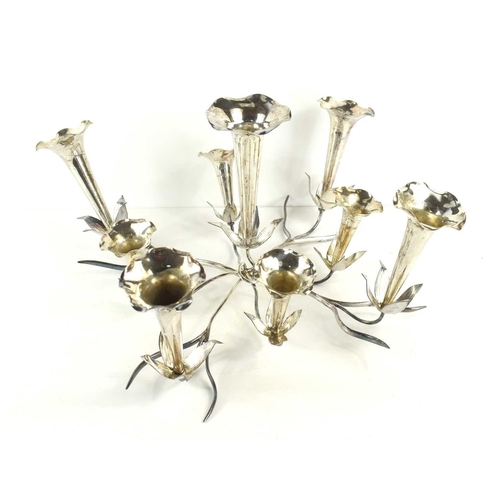 311 - An Art Nouveau style silver plated eperne centrepiece, in the form of flowers on a foliate base, 45c... 