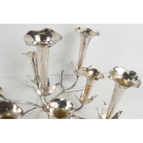 311 - An Art Nouveau style silver plated eperne centrepiece, in the form of flowers on a foliate base, 45c... 