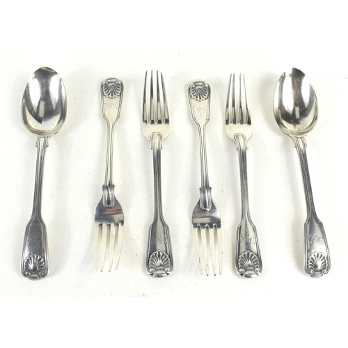 319 - A group of Victorian silver forks and spoons, Kings pattern, hallmarked GA possibly for George Aldwi... 