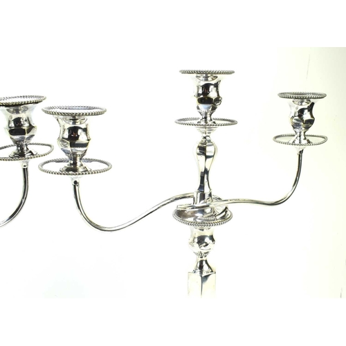 336 - Amended description ** A pair of Edwardian silver candlesticks with a silver plated candelabra top s... 