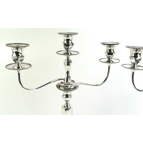 336 - Amended description ** A pair of Edwardian silver candlesticks with a silver plated candelabra top s... 