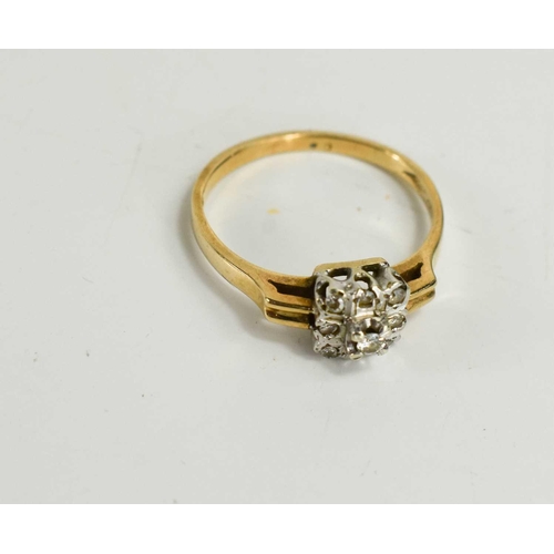 84 - An 18ct gold and diamond set ring, size N, 2.4g.