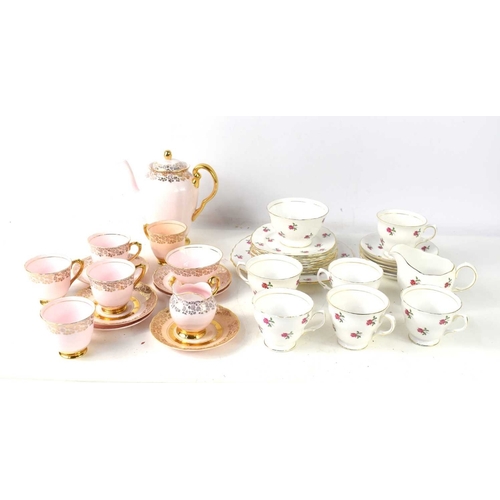 184 - An Ashley bone china tea set with 22kt gold decoration together with a Colclough part tea set.