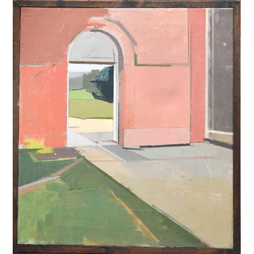 21 - Jill P Barthorpe (20th century): open doorway, oil on canvas, 50 by 44cm.