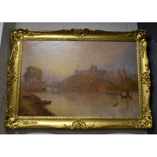 62 - Adelmore (19th century): Windsor Castle, oil on canvas, signed lower left, 49 by 74cm.