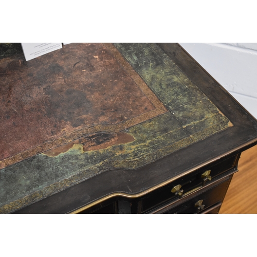 485 - A Regency period ebonised ladies desk, manner of Gillows, with gilt brass handles and beading, and a... 