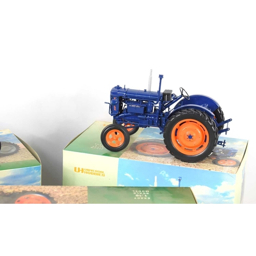 10 - Three boxed 1:16 scale models of tractors by Universal Hobbies comprising of a Ford Doe, Fordson Maj... 