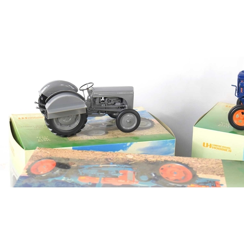 10 - Three boxed 1:16 scale models of tractors by Universal Hobbies comprising of a Ford Doe, Fordson Maj... 