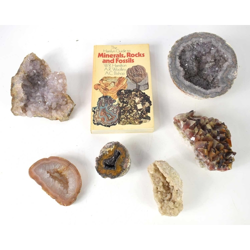 147 - A group of various geological rocks and minerals including amethyst, quartz and rock crystal, togeth... 