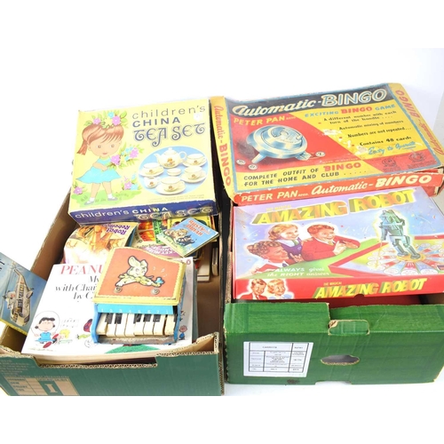 28 - A group of vintage toys and childrens books to include Peter Pan automatic bingo, Children's China t... 