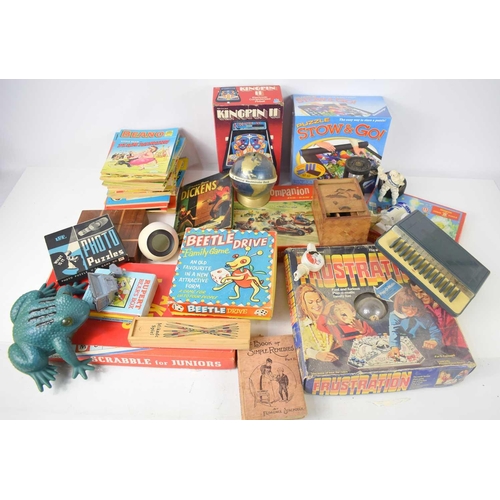 37 - A group of vintage toys and games to include Beano books, money bank, Ruper Bear's box, Captain Morg... 