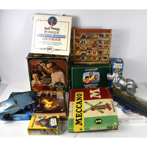 40 - A group of toys and games, some vintage, to include Vic-Toy Round the Bend, Jenga, Famous Five Jig-S... 