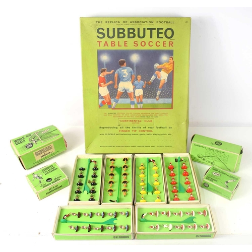 46 - A vintage Subbuteo table soccer game in the original box, together with various boxed Subbuteo acces... 