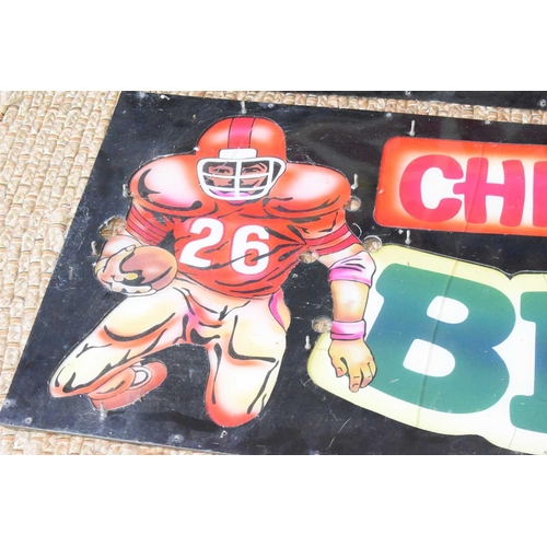 68 - Two American Football advertising / fairground signs, New Tork Giants and Chicago Bears, 143cm by 60... 