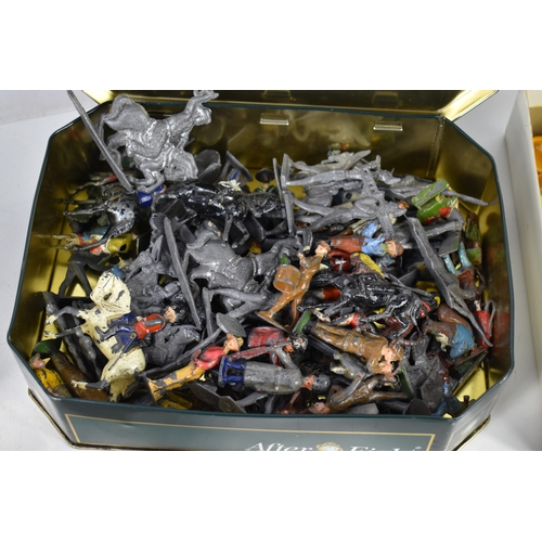 14a - A group of vintage toys including vintage Meccano, lead soldiers, Pelham Puppet and a clockwork 'Dru... 