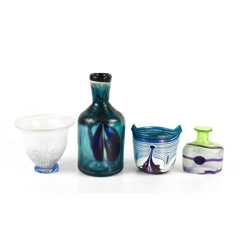 29 - A group of Kosta Boda Art glass, to include a small Bertil Vallien 'Galaxy' vase, unsigned, an iride... 