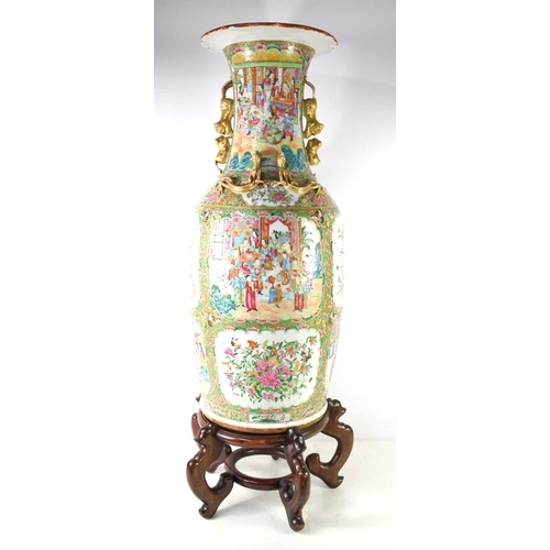 294 - A large Chinese Famille Rose baluster floor vase, late Qing dynasty, 19th century, with flared petal... 