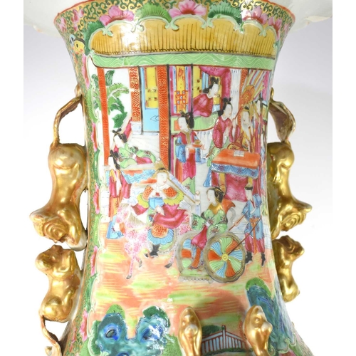 294 - A large Chinese Famille Rose baluster floor vase, late Qing dynasty, 19th century, with flared petal... 