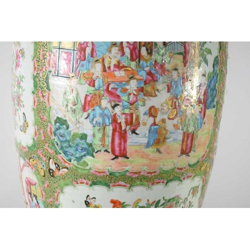 294 - A large Chinese Famille Rose baluster floor vase, late Qing dynasty, 19th century, with flared petal... 