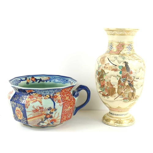 301 - A Japanese Satsuma vase, likely late Meiji period, and an Imari jardiniere.